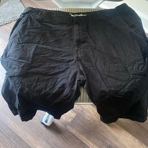 One pair of cargo shorts. 38W, black.